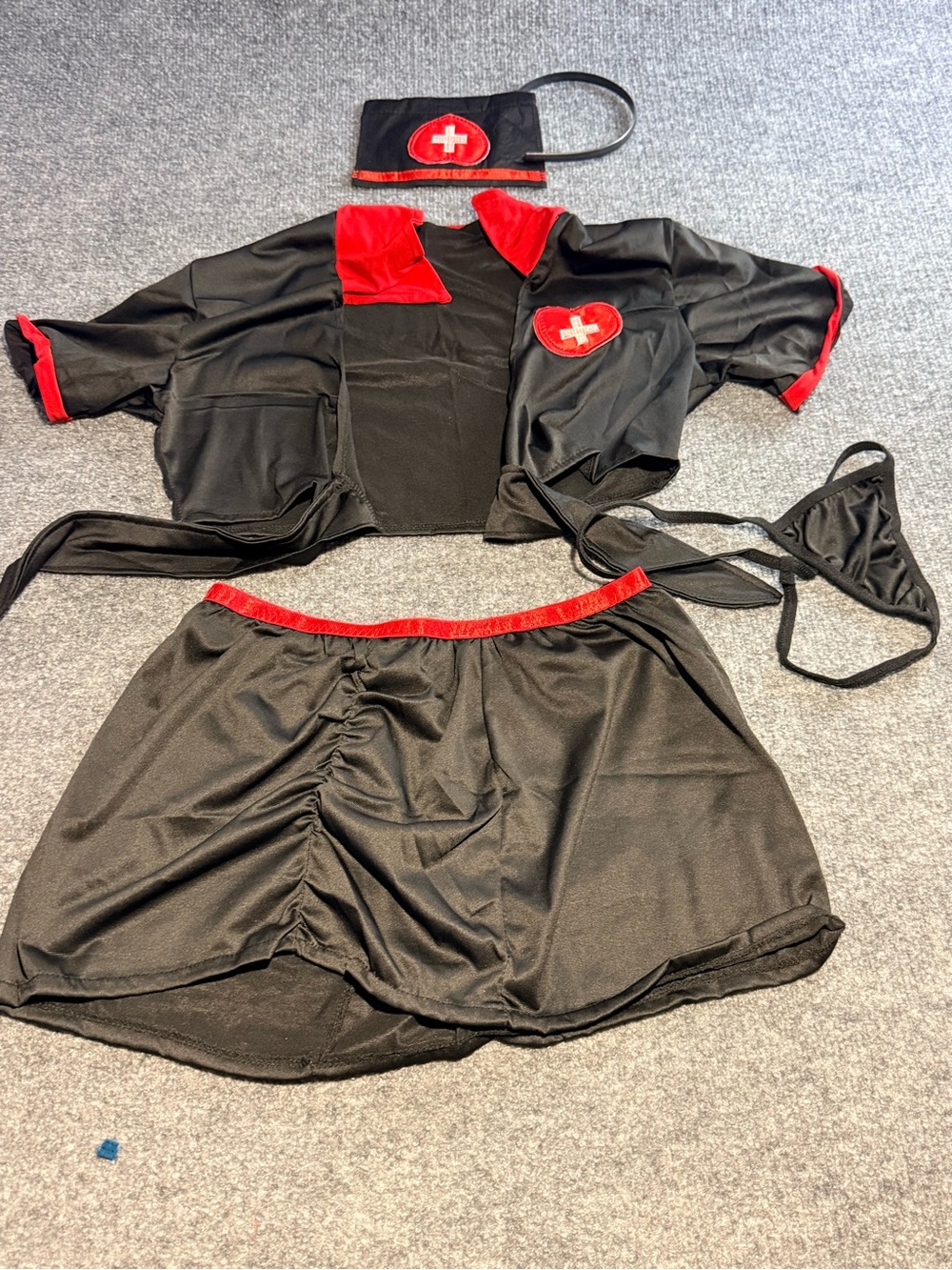Nurse-Inspired Black & Red Women's Lingerie Set